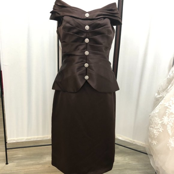 NEW 2-Piece Espresso Mother of the Bride/Groom Formal Holiday Dress SIZE 8 - Picture 9 of 12